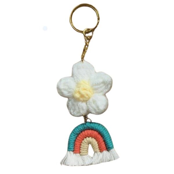 Rainbow Flower Key chain - White