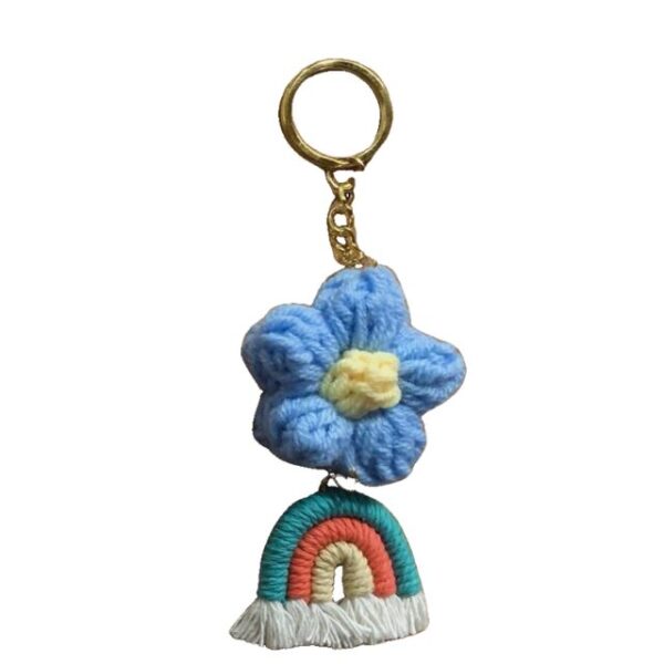 Rainbow Flower Key chain - Blue